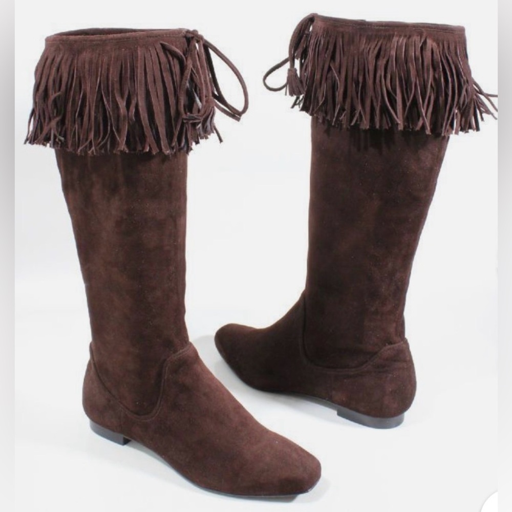 CALVIN KLEIN Suede FRINGE BOOTS Knee High Boots | Trendy Fall Winter Must Have